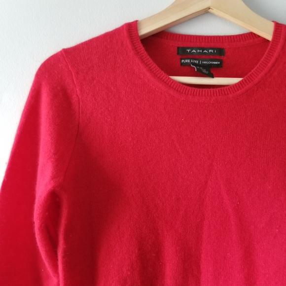 Tahari Pure Luxe 100% Cashmere Red Sweaterh - Picture 4 of 5